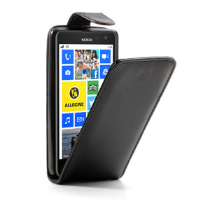 Кожен калъф FLIP с голям клипс за Nokia Lumia 625  черен